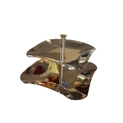 πιατελα διοροφη ανοξειδωτη 18/10 με χρυσο